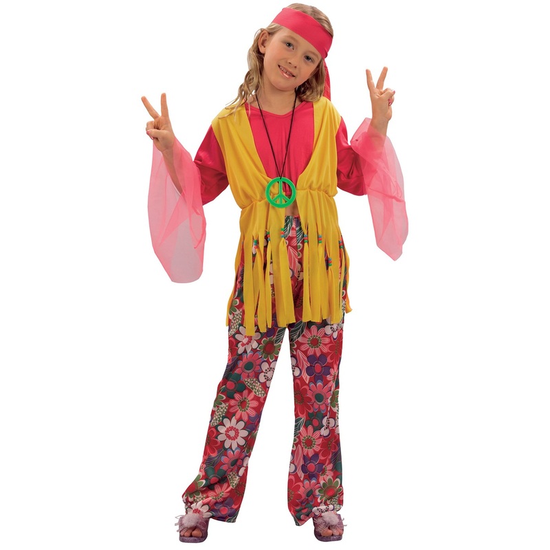 Flowery hippie child costume S