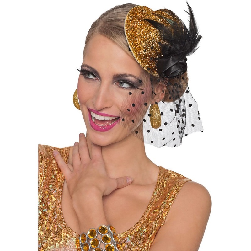 Glitter & tulle mini hat gold
