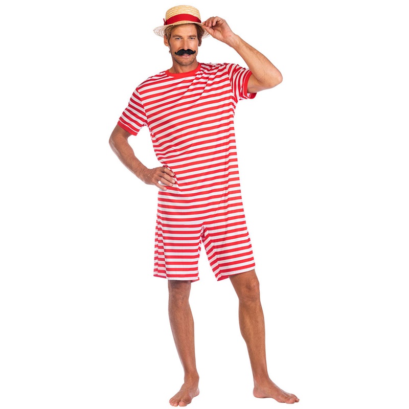 Nostalgic 20s swimsuit for men red M