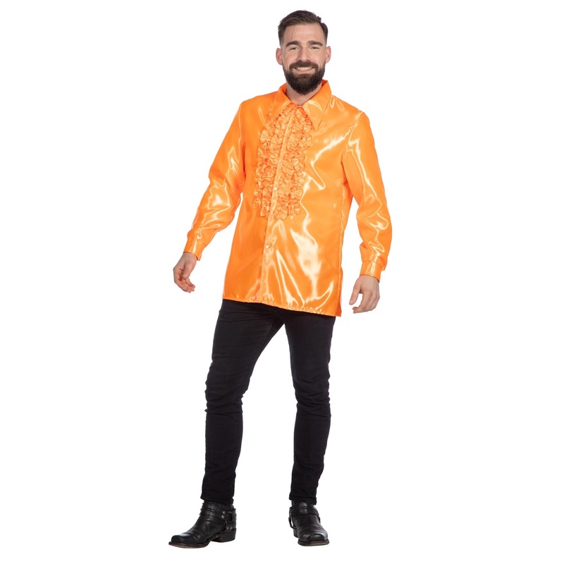 Orange ruffled shirt for men 48