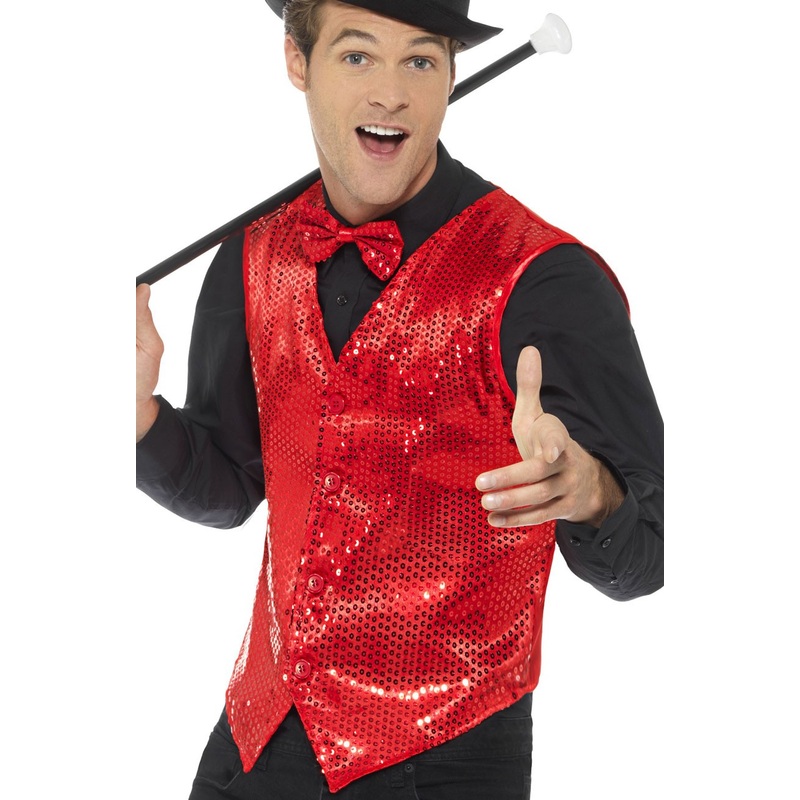 Party prince red vest with sequins S