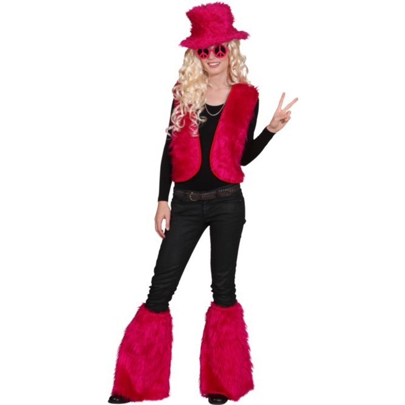 Pink fur vest unisex S-M