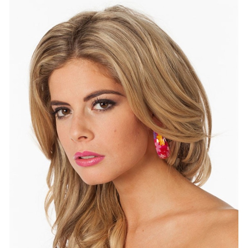 Pink hippie flower earrings