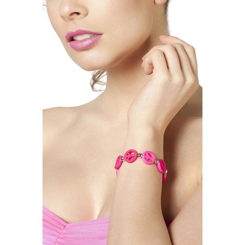 Pink peace sign bracelet