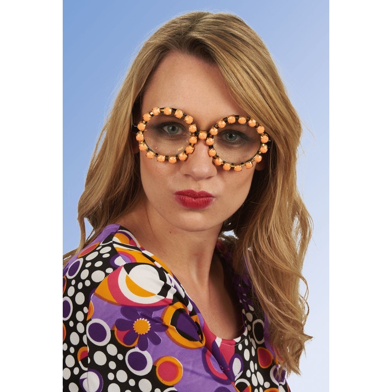 Retro 60s glasses with orange gemstones