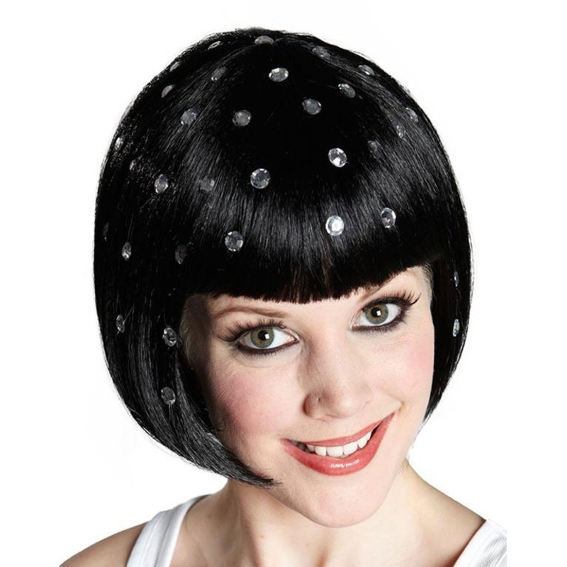 Wig page head pony hairstyle stone black