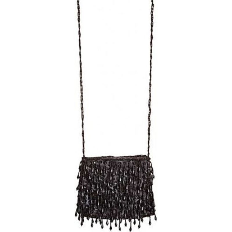 20s fringed bag black