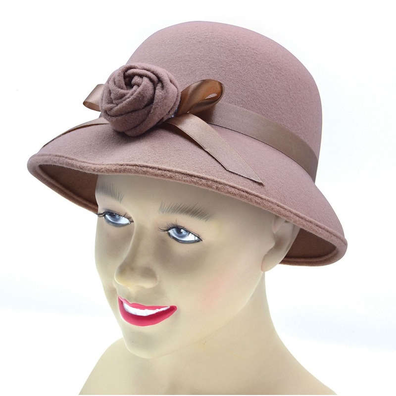Beige ladies bowler hat
