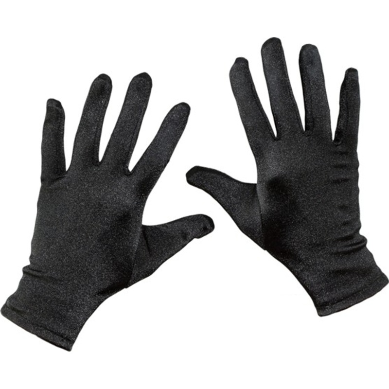 Black satin gloves