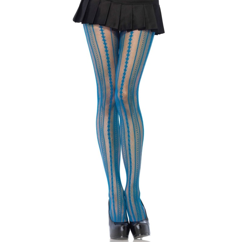Blue lace stripe tights