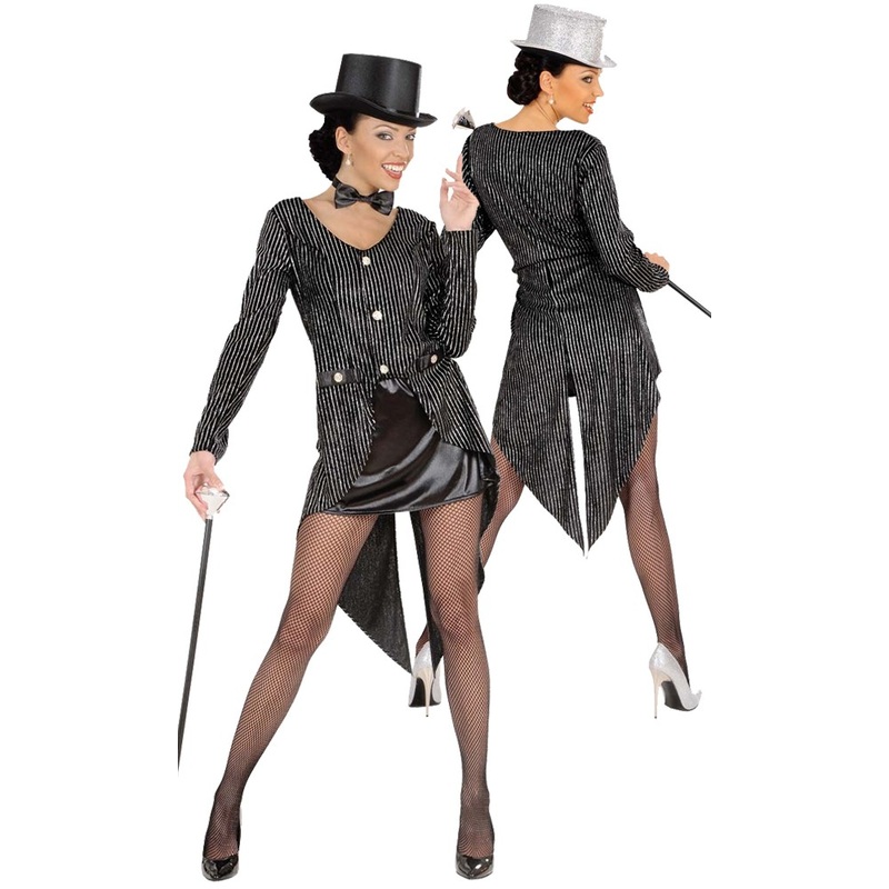 Elegant pinstripe tailcoat with skirt for women S