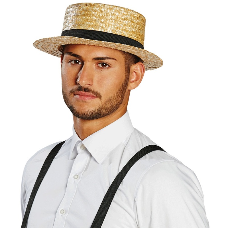Jazz straw hat with black hat band