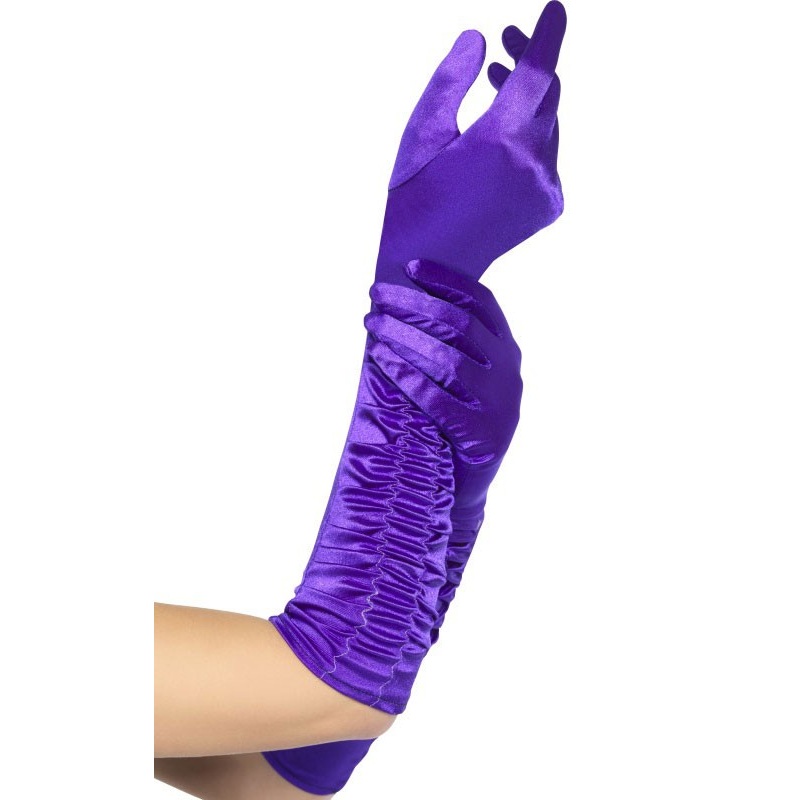 Long gala gloves in purple 46cm