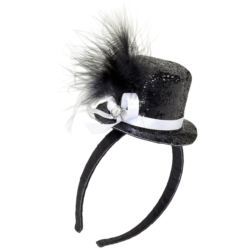 Mini cylinder on headband glitter black