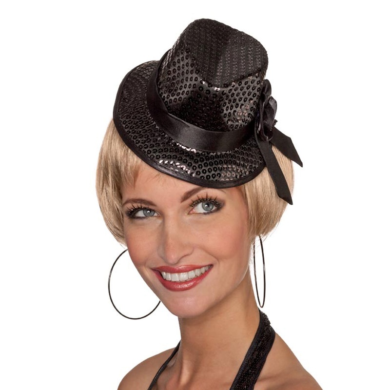 Mini hat with sequins black