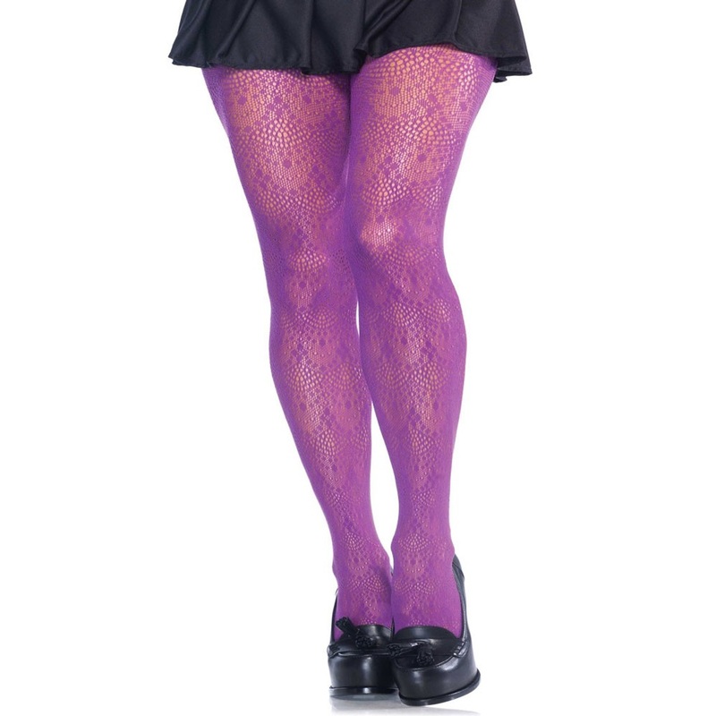 Plus size lace tights in purple