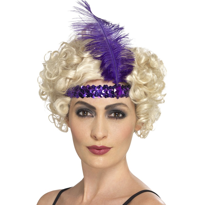 Purple Zarah Sequin Headband With Feather