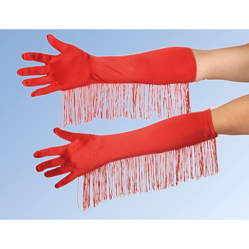Red 20s gloves with fringes