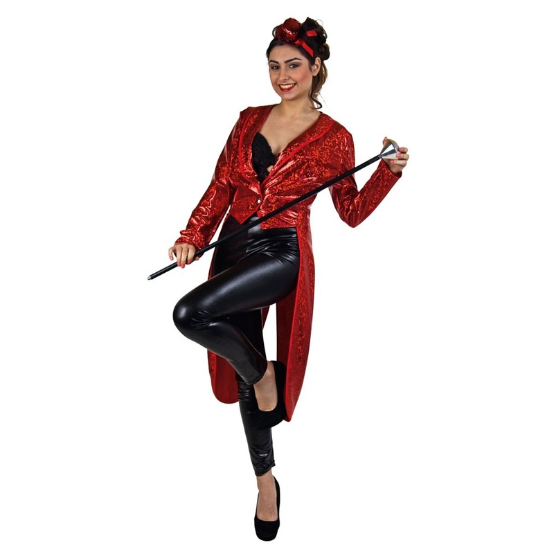 Red glittering ladies tailcoat 36-38