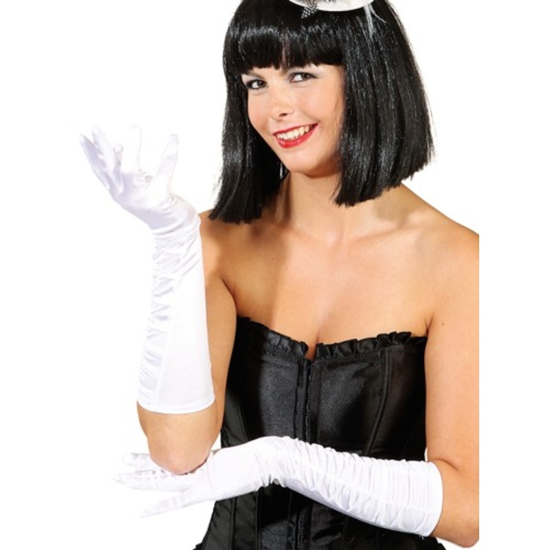 White satin gloves
