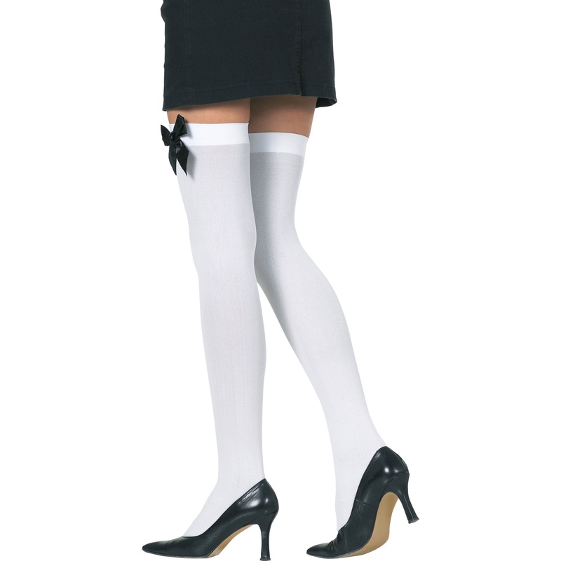 White thigh highs with bows