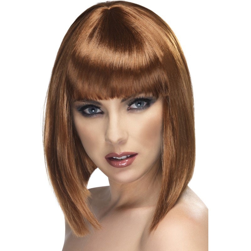 Brown glamor party wig