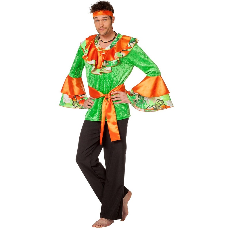 Caribbean Boy Paolo Shirt With Belt Green-Orange 48