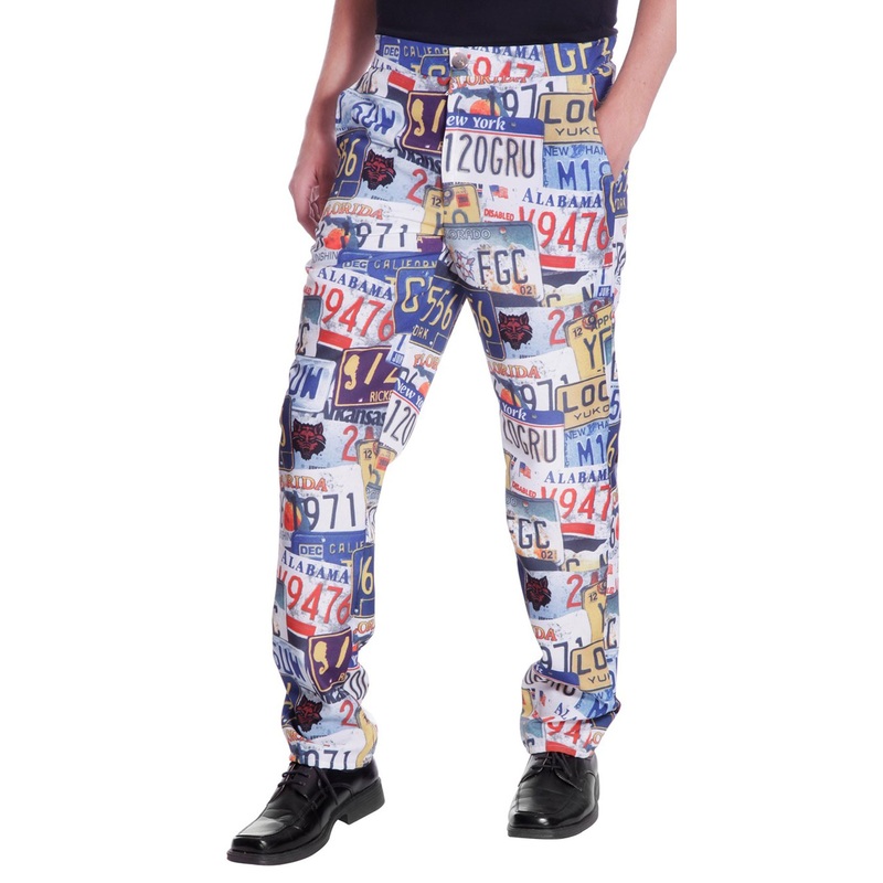 Colorful license plate pants for men 48