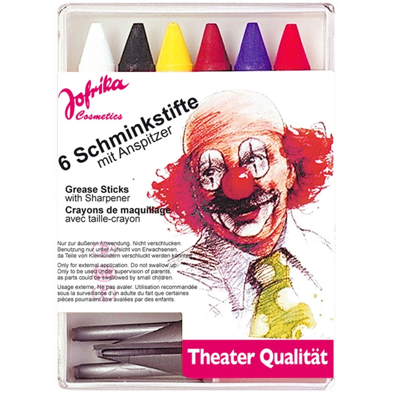 Colorful theater make-up pens with sharpener