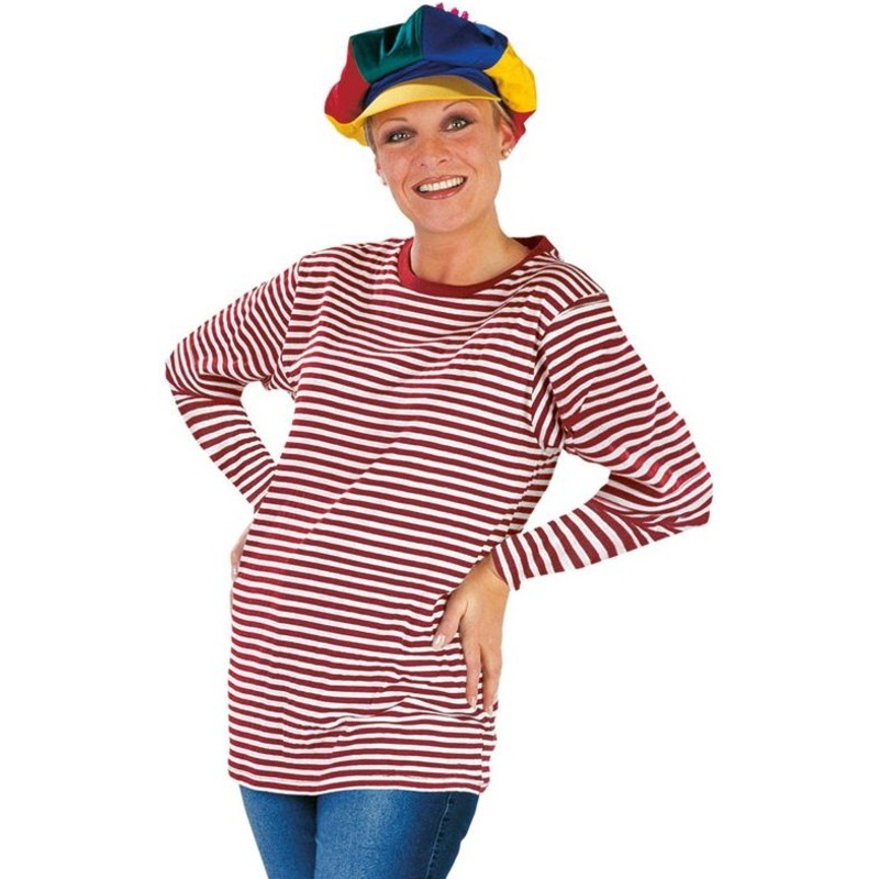 Striped long-sleeved sweater in red M