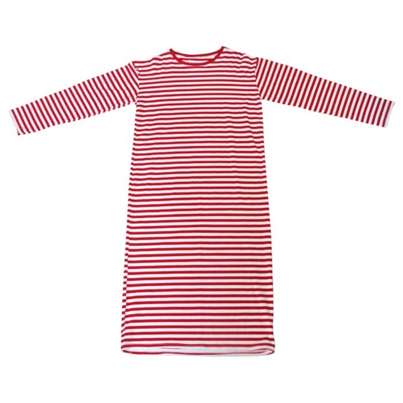 Striped nightgown long sleeve red S