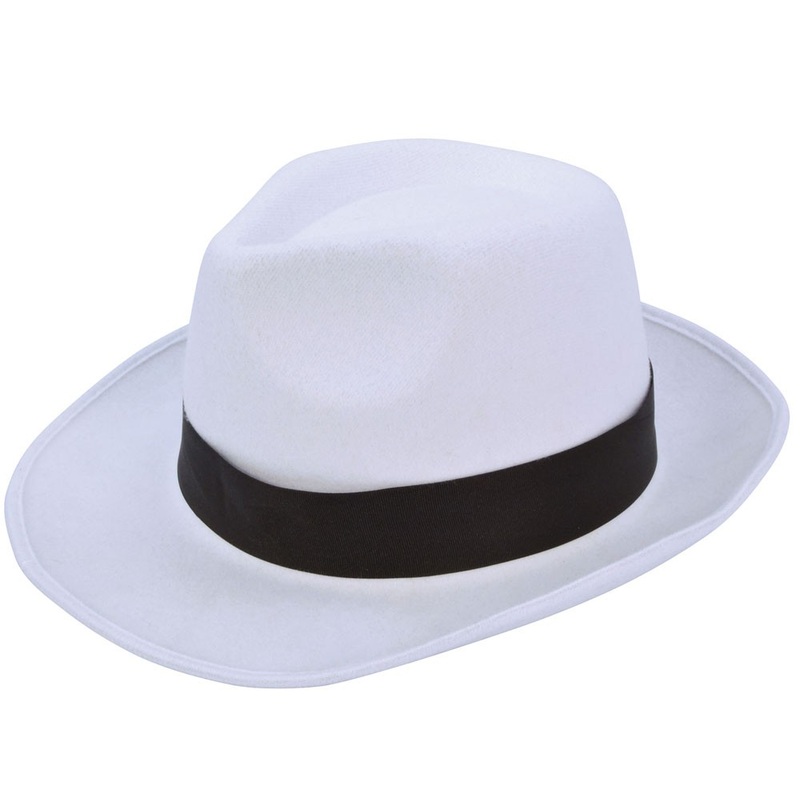 White Maloney Gangster Fedora Hat