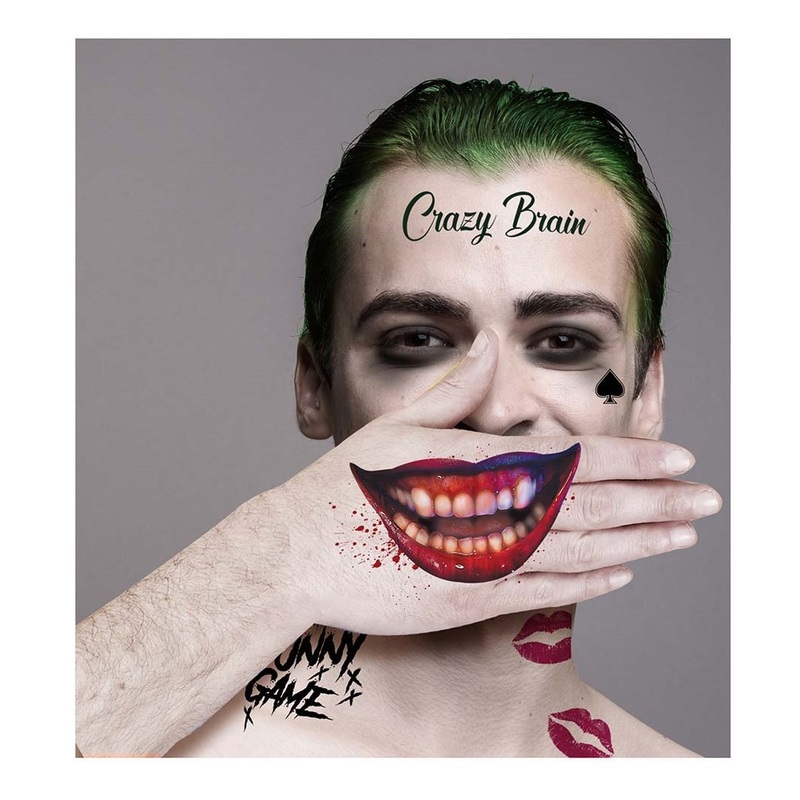 Crazy smiling guy tattoos