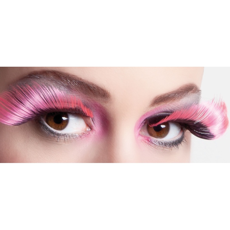 Curved pink eyelashes