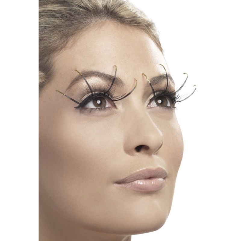 Extravagant fly leg lashes with gold shimmer