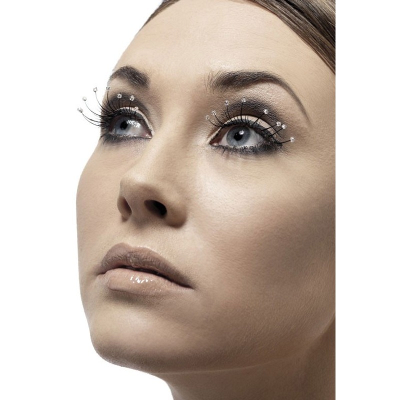 Fake eyelashes with water droplets