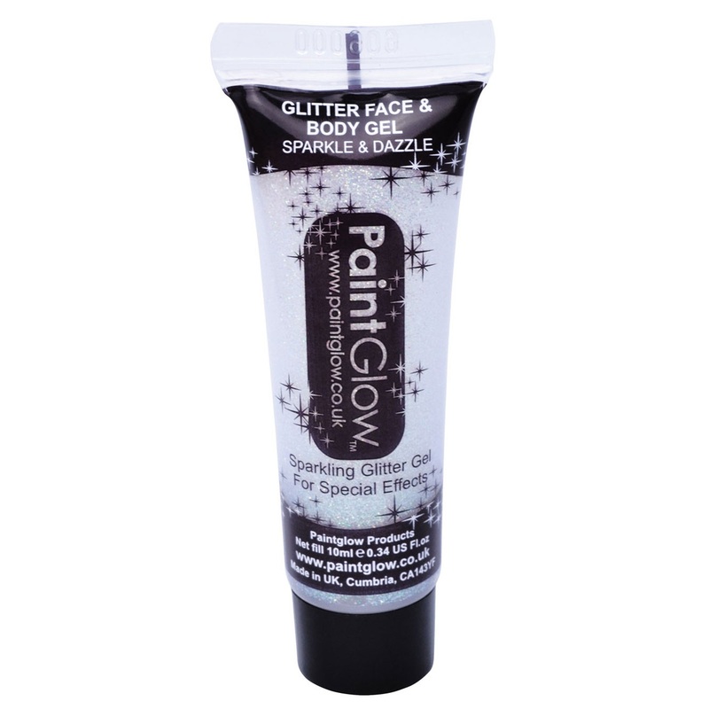 Glitter face & body gel in white