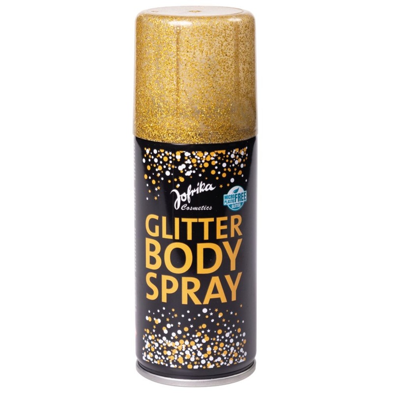 Gold glitter body spray microplastic-free