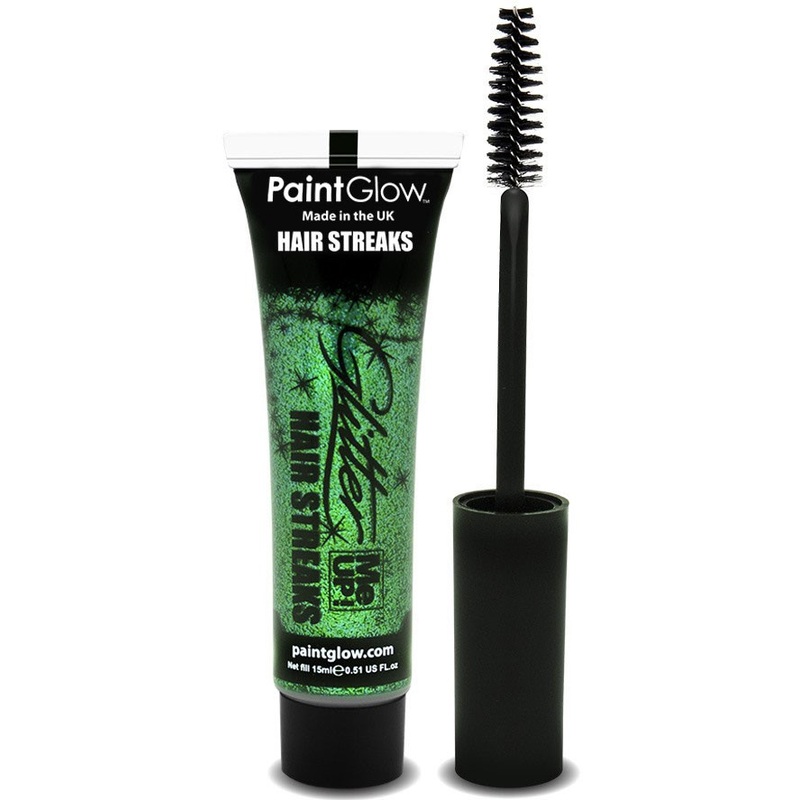 Green Paint Glow Hair Strands Glitter Gel