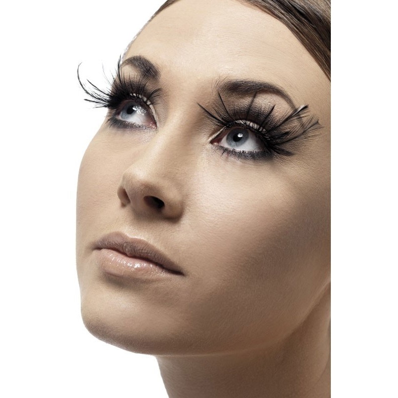 Long black feather eyelashes