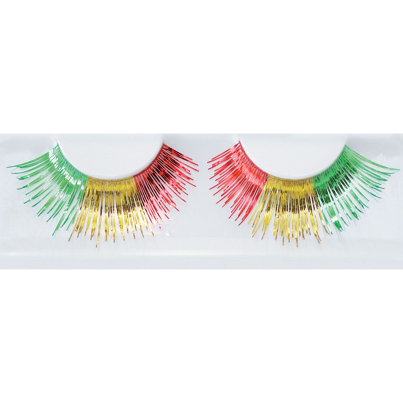 Metallic Tinsel Eyelashes In Jamaica Colors