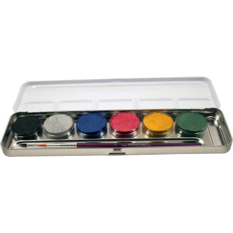 Pearlescent make-up set with brush 12 colors in palette