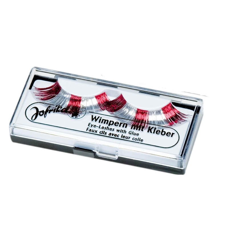 Red and white fan eyelashes