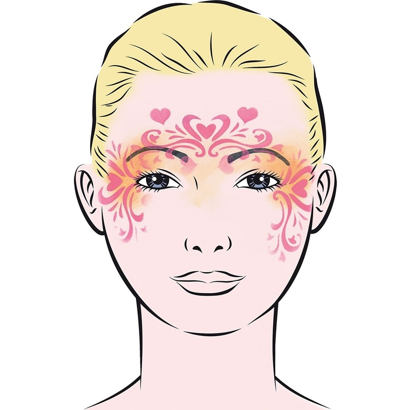 Romantic heart make-up template