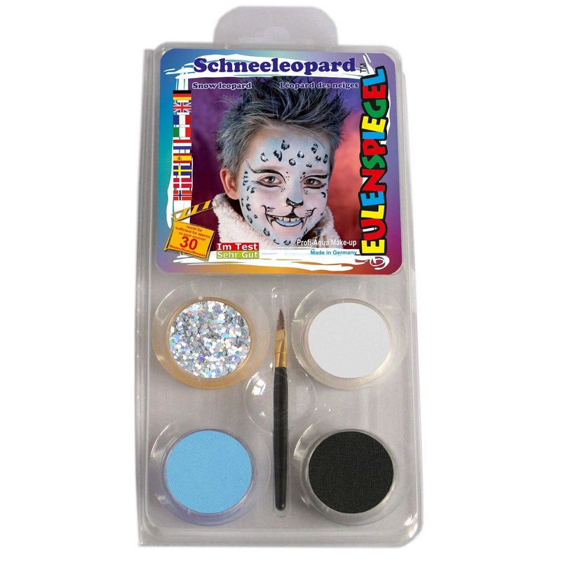 Snow leopard make-up paint set with instructions