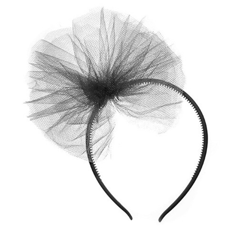 Black headband with tulle bow