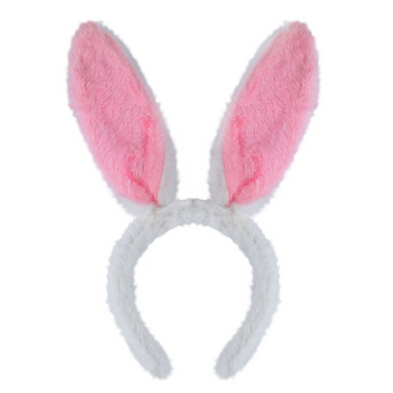Fluffy bunny ears headband light grey-pink