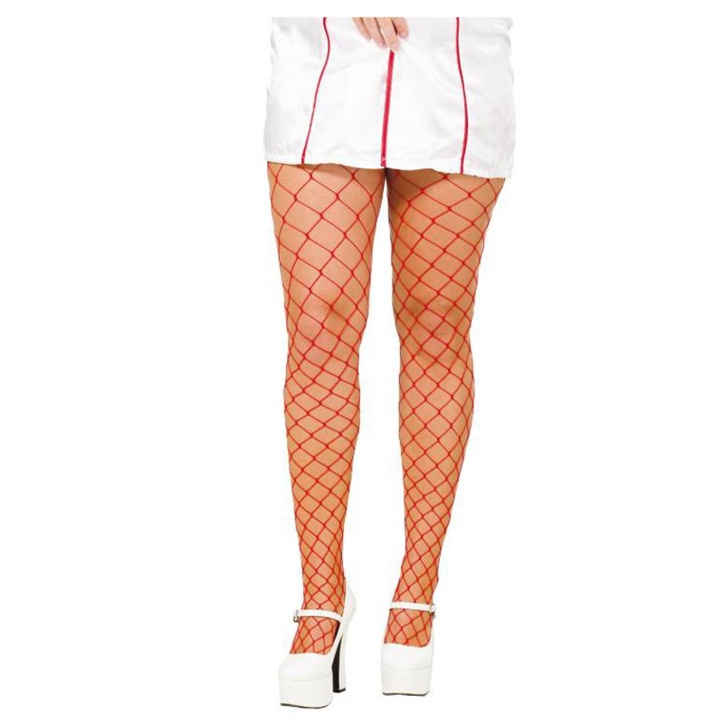 Halloween fishnet tights seductive coarse red