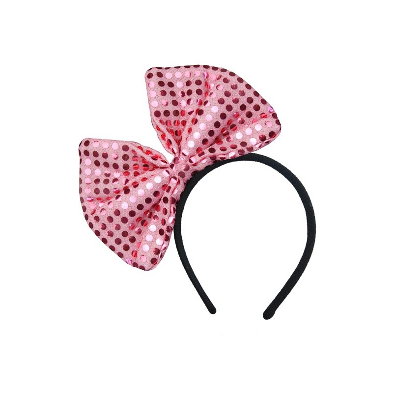 Headband with a pink sequin bow