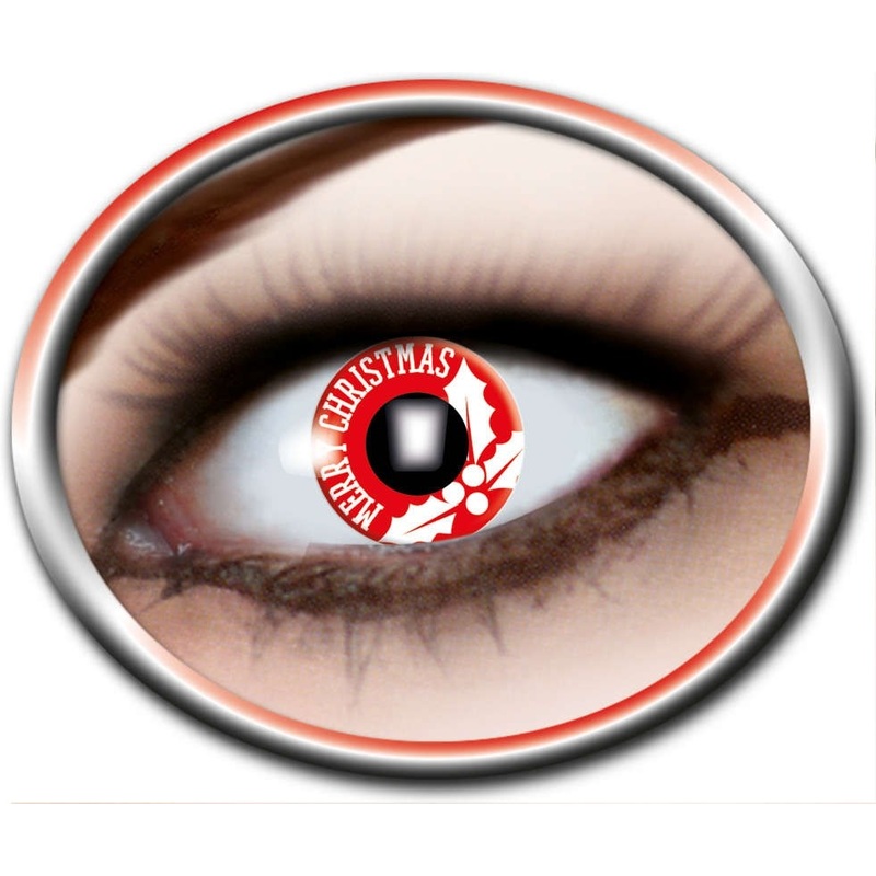 Mistletoe Christmas contact lens red
